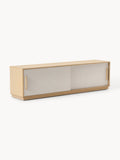 Wisp Wood-TV-Lowboard with Upholstered Front — Oatmeal