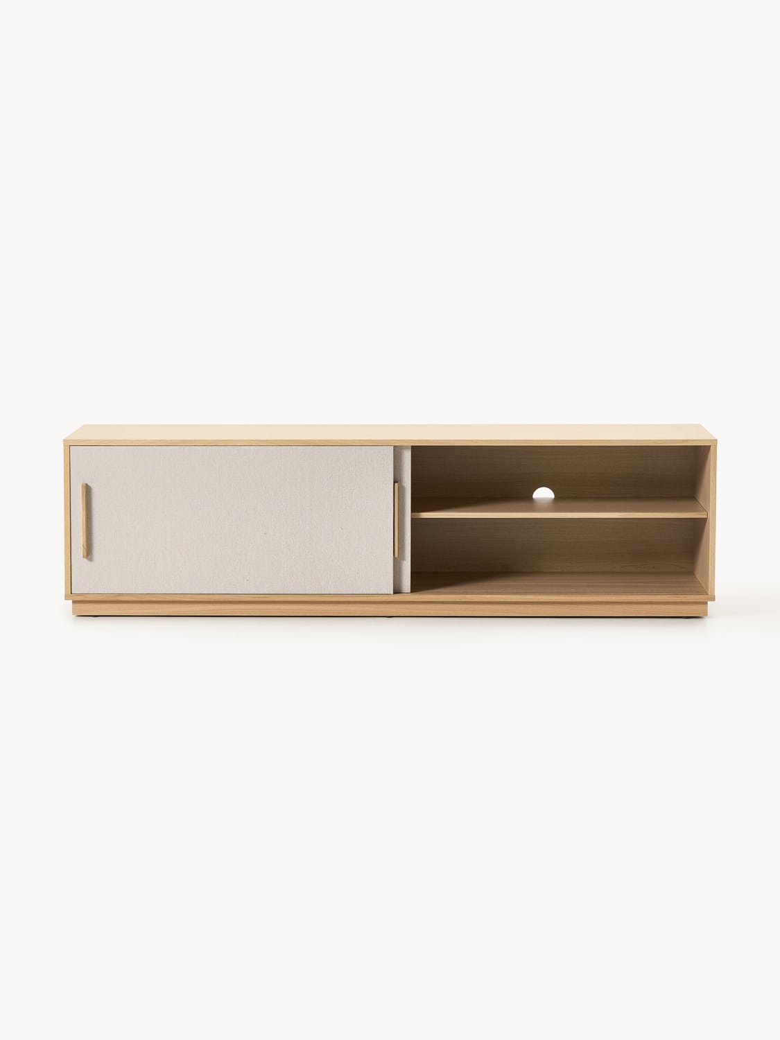 Wisp Wood-TV-Lowboard with Upholstered Front — Oatmeal