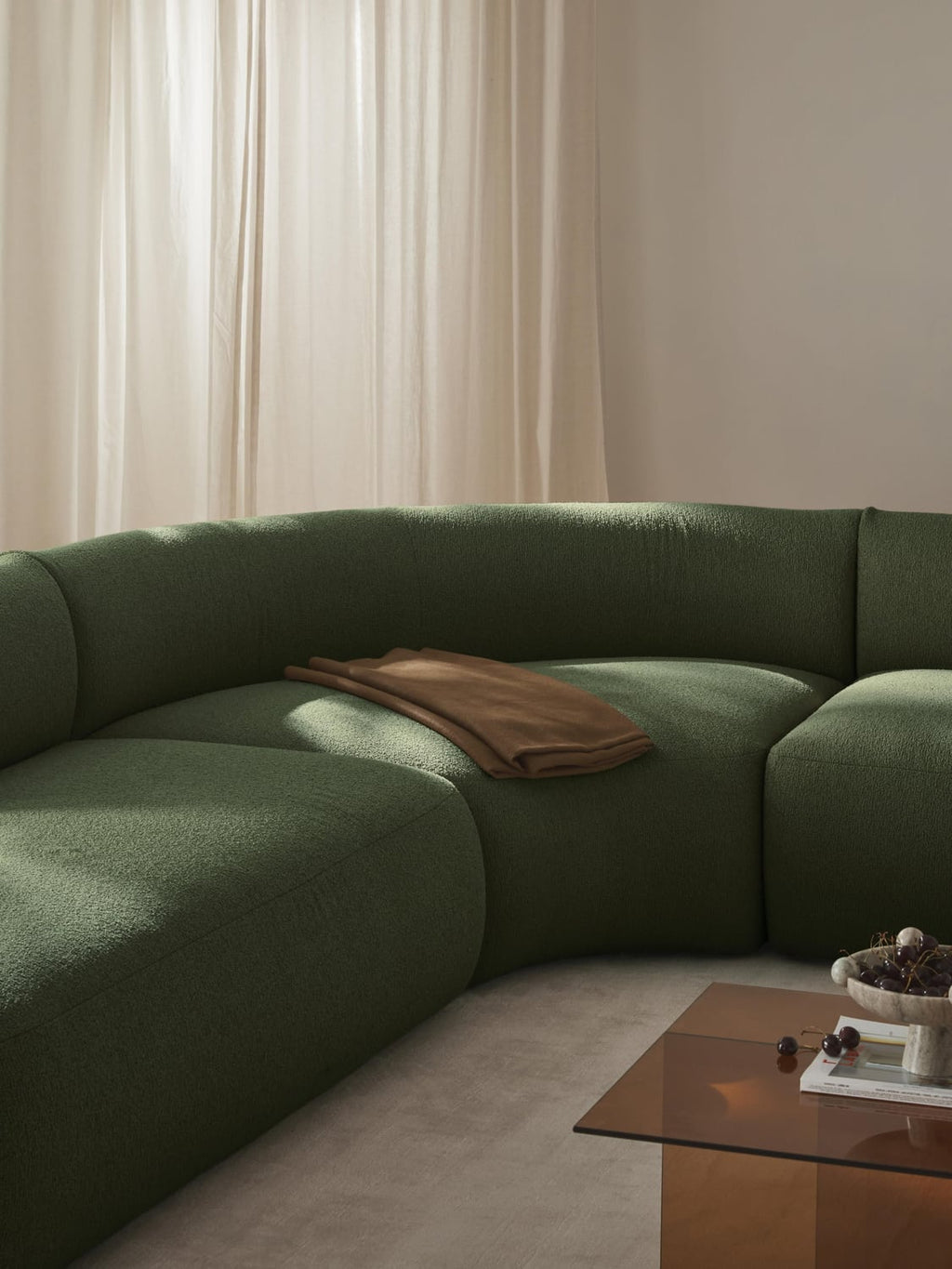 Sofia Round Bouclé Corner Module — Green