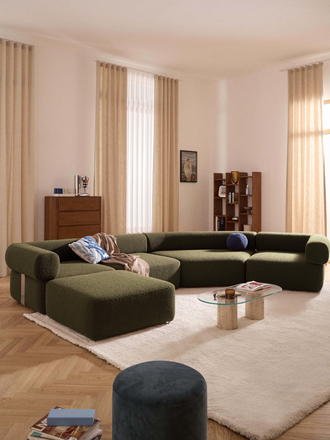 Anton Round Bouclé Corner Module — Anthracite