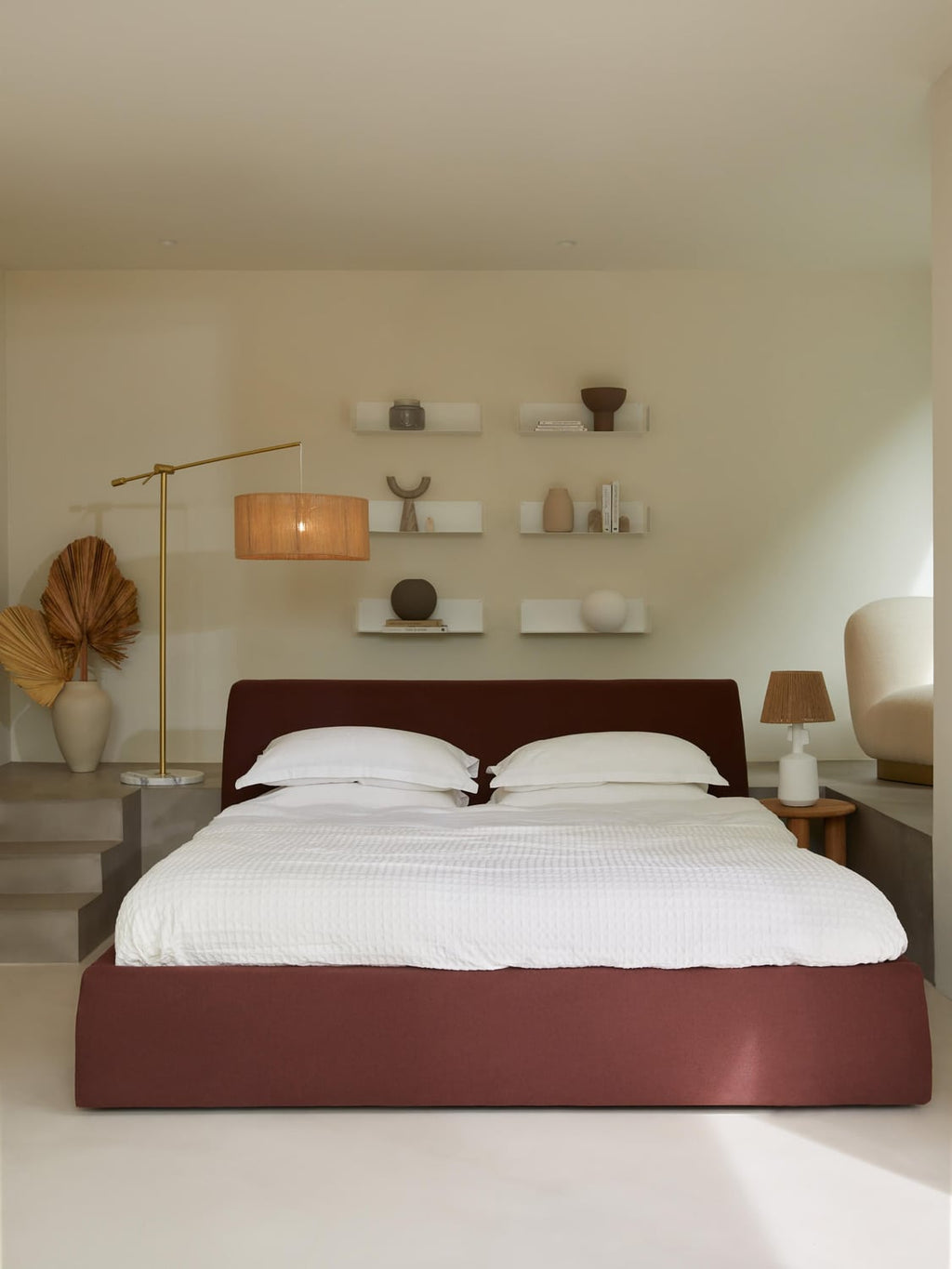Cloud Upholstered Bed — Taupe