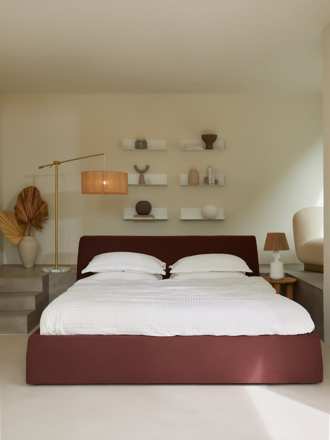 Cloud Upholstered Bed — Taupe