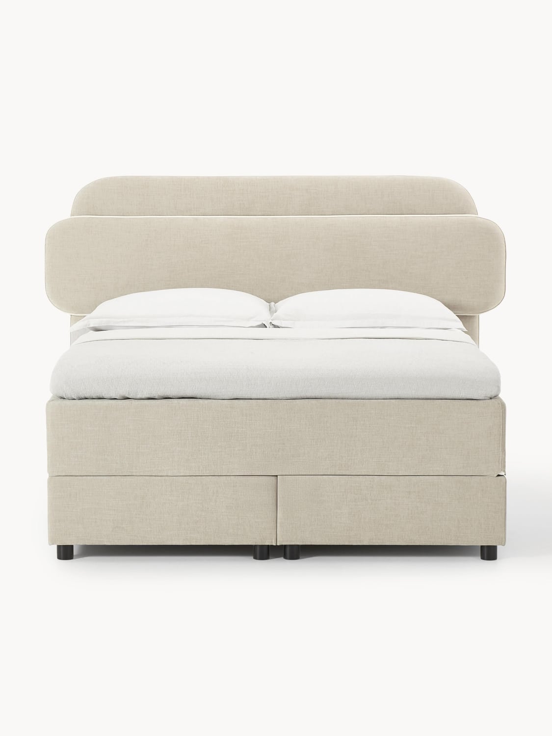 Enrica Box-Spring Bed — Light Grey
