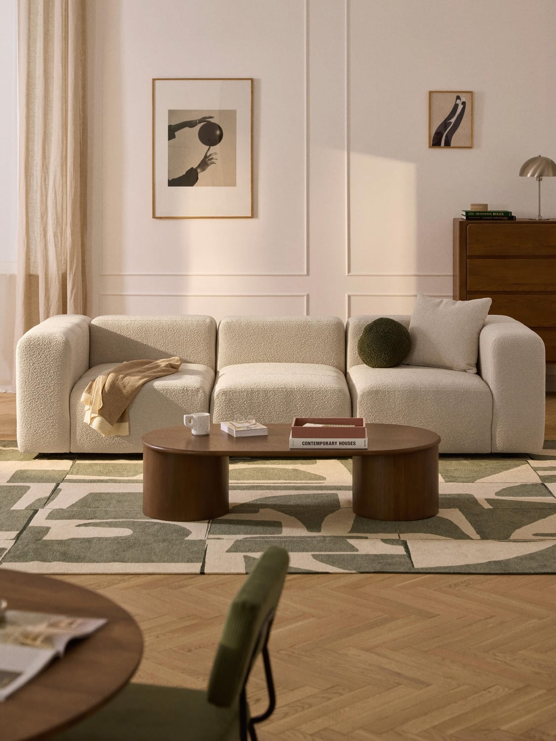 Lena Modular Bouclé Sofa (4-seater) — Blush