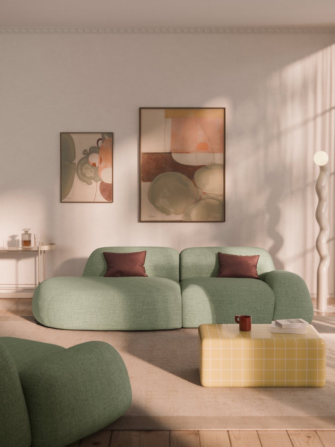 Wolke Modular Bouclé-Chaise (3-seater) — Oatmeal