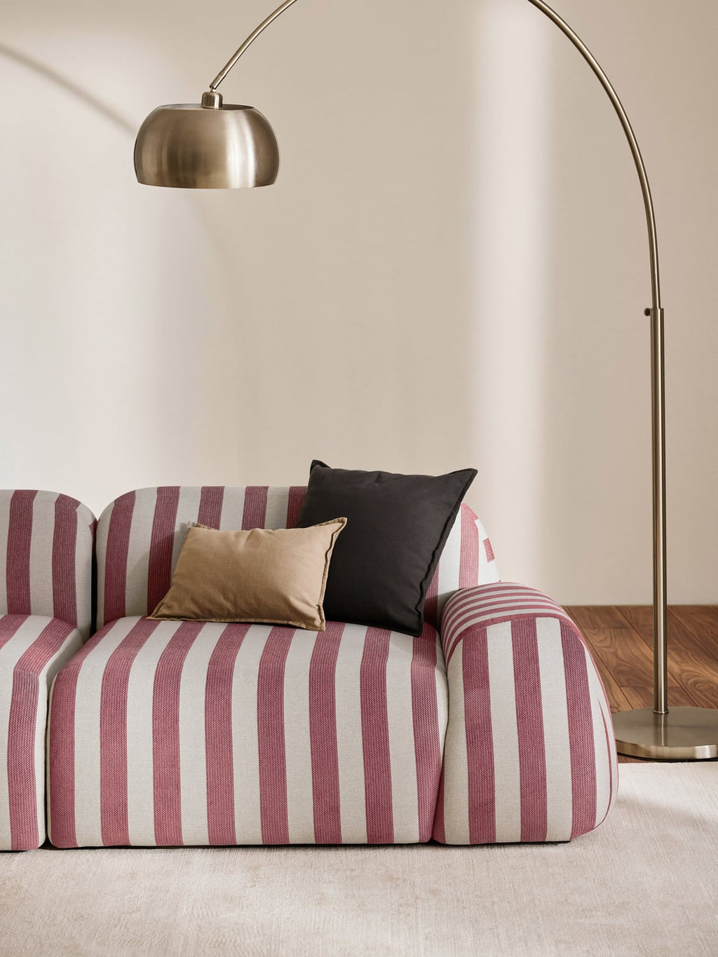 Wolke Striped Corner Module — Greige