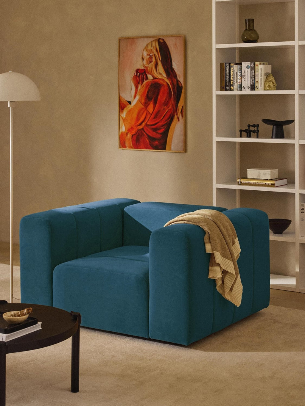 Lena Velvet-Lounge Chair — Petrol