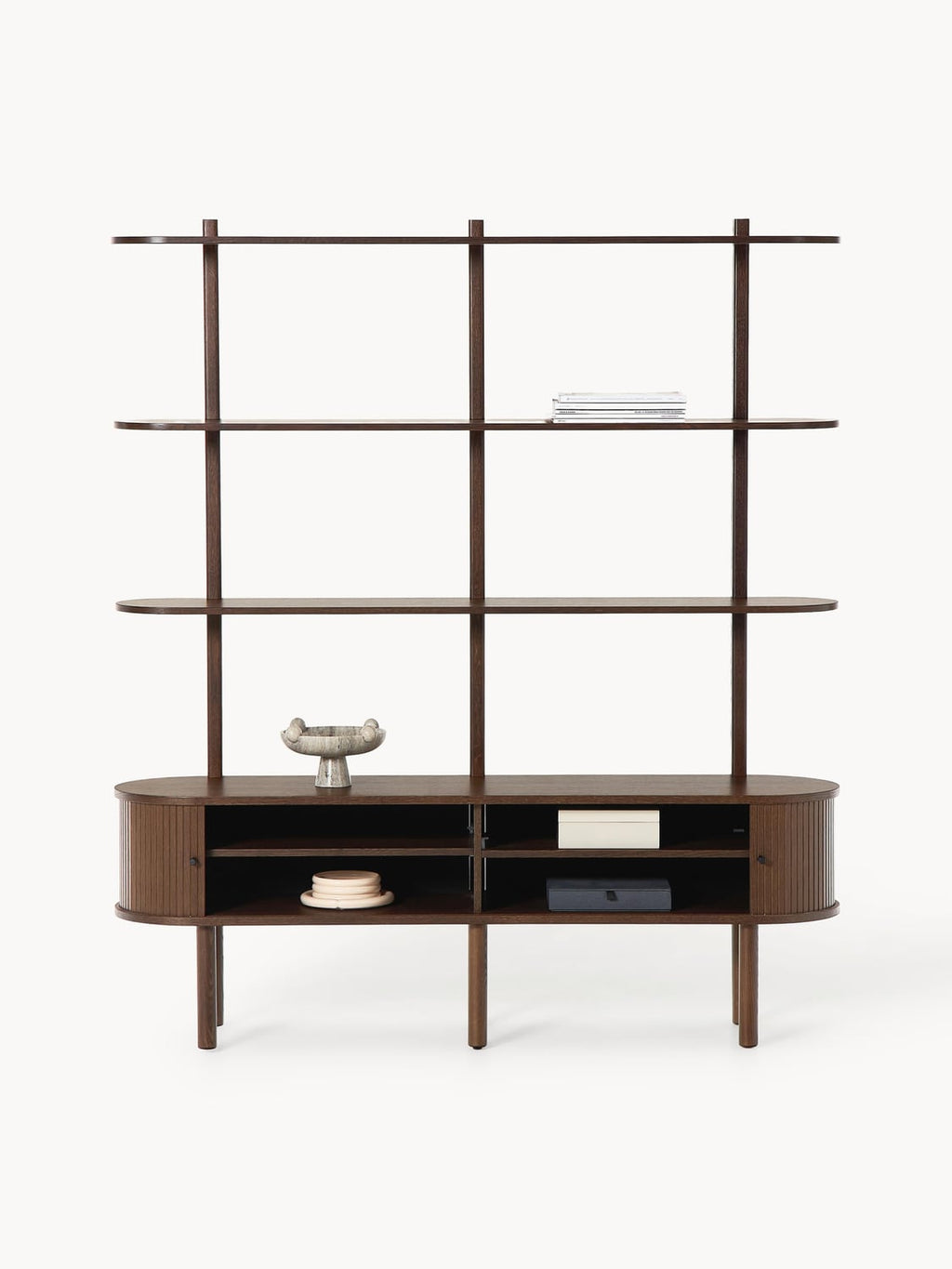 Calary Shelving Unit with Fluted Front — Dark Grey