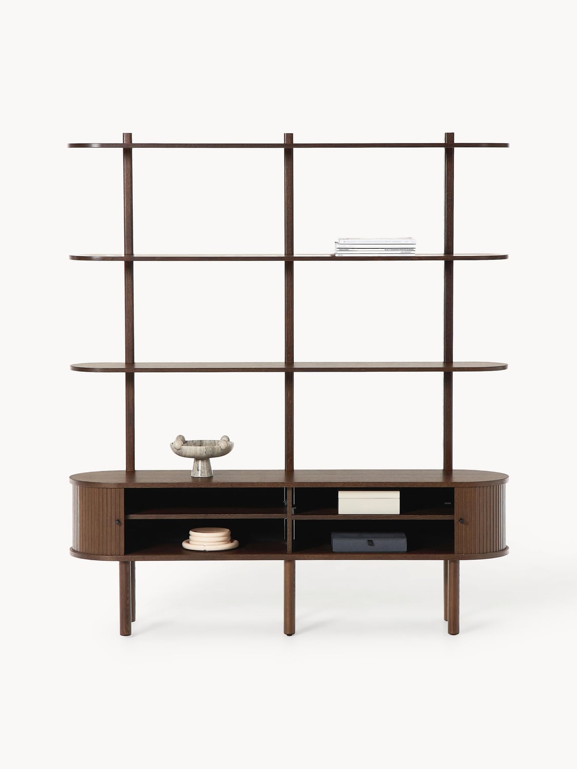 Calary Shelving Unit with Fluted Front — Dark Grey