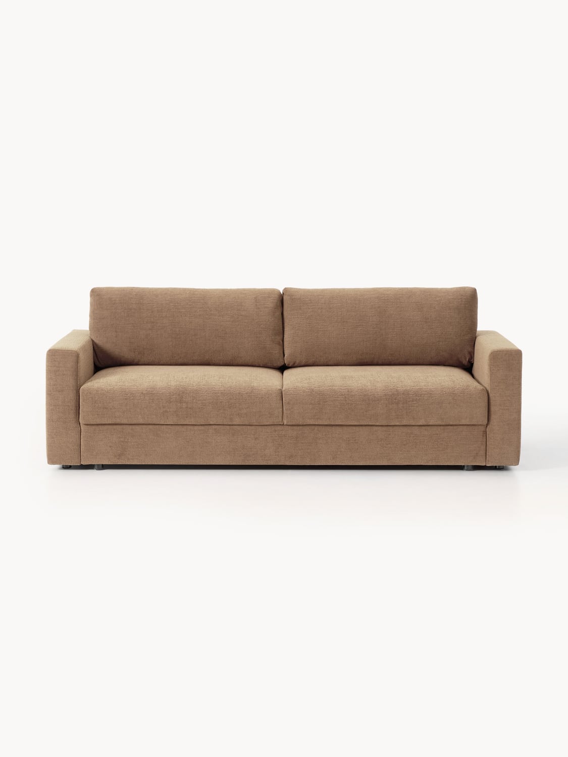Tasha Velvet-Sofa Bed (3-seater) with Storage — Camel