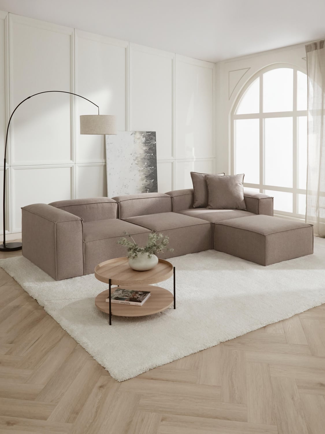 Lennon Sofa Ottoman — Warm Grey