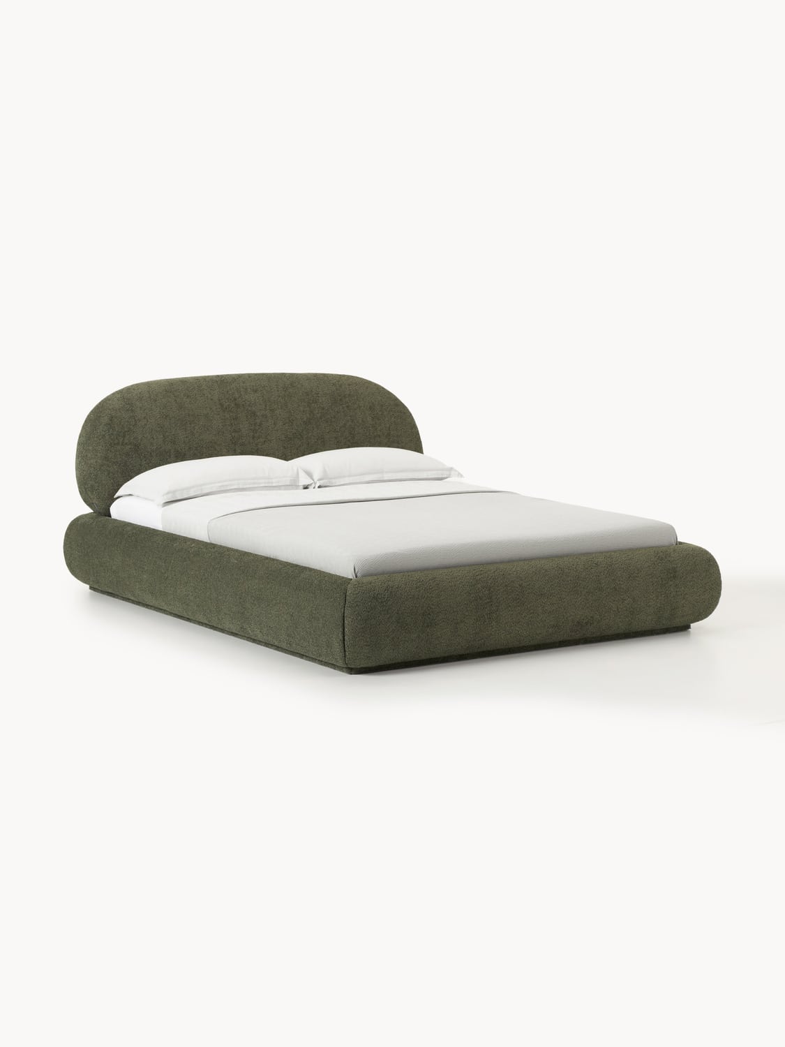 Alba Upholstered Bed in Teddy Bouclé with Storage — Taupe