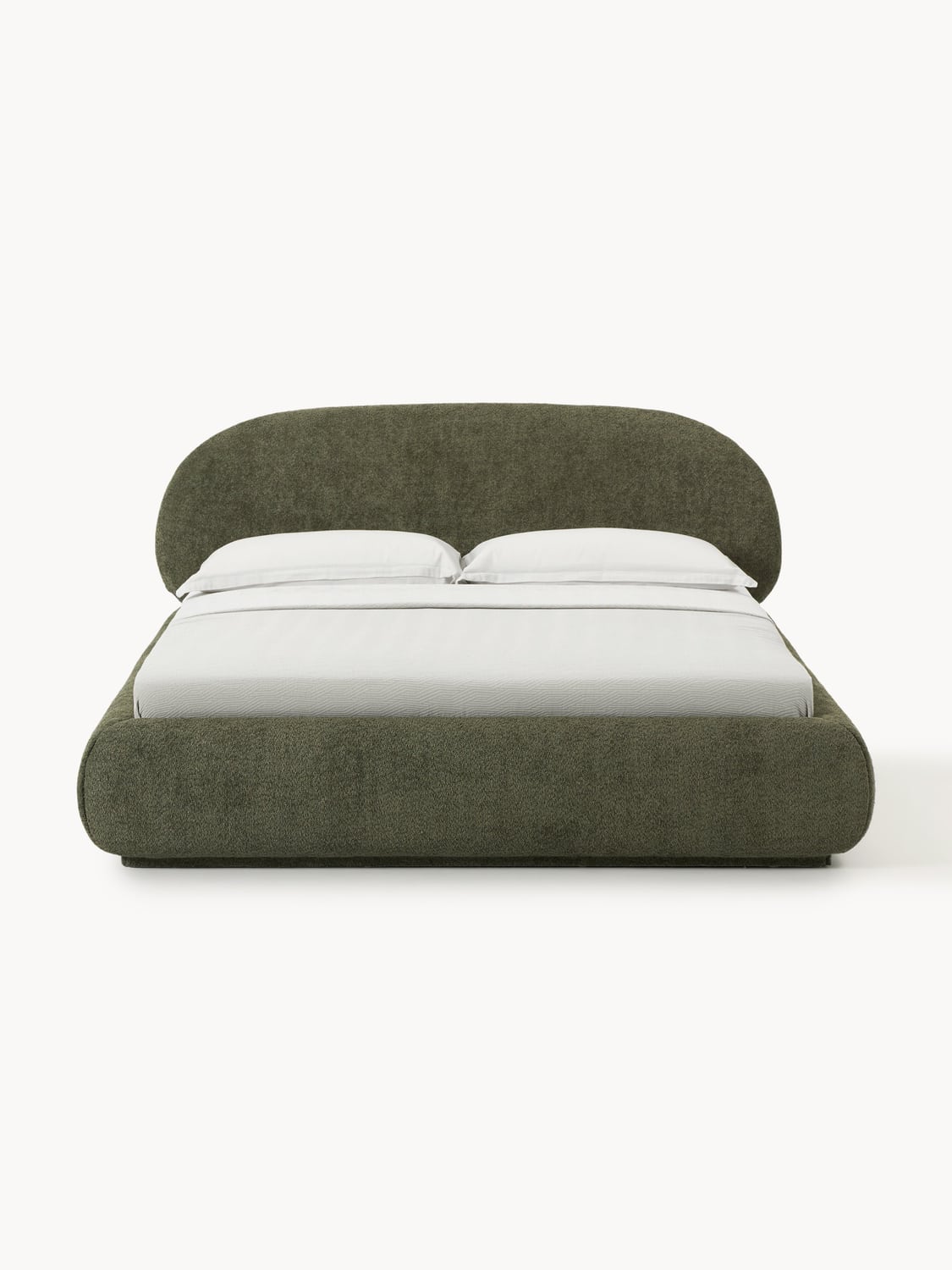 Alba Upholstered Bed in Teddy Bouclé with Storage — Taupe