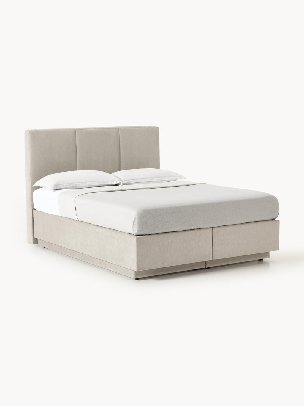 Oberon Box-Spring Bed with Storage — Oatmeal
