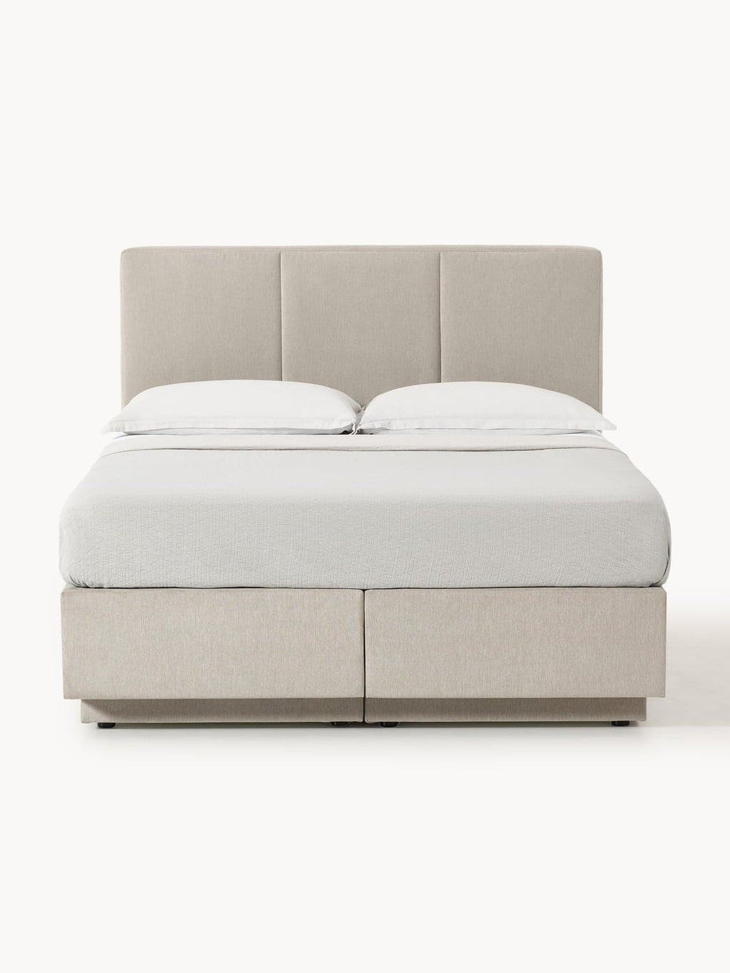 Oberon Box-Spring Bed with Storage — Oatmeal