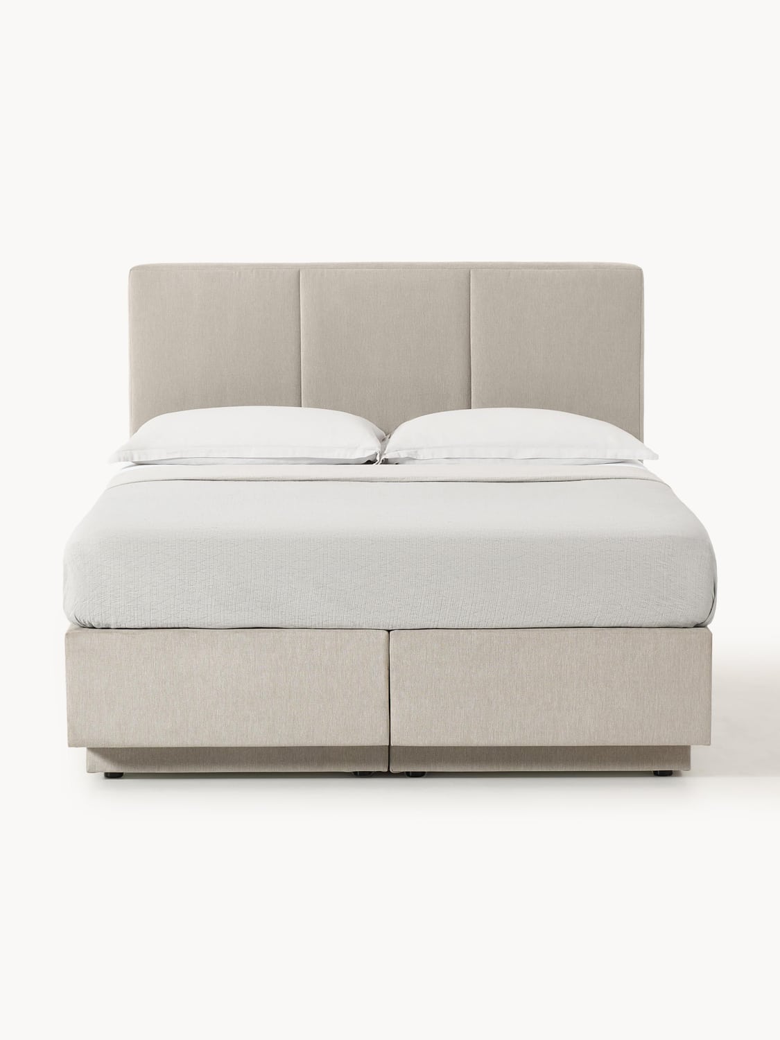 Oberon Box-Spring Bed with Storage — Oatmeal