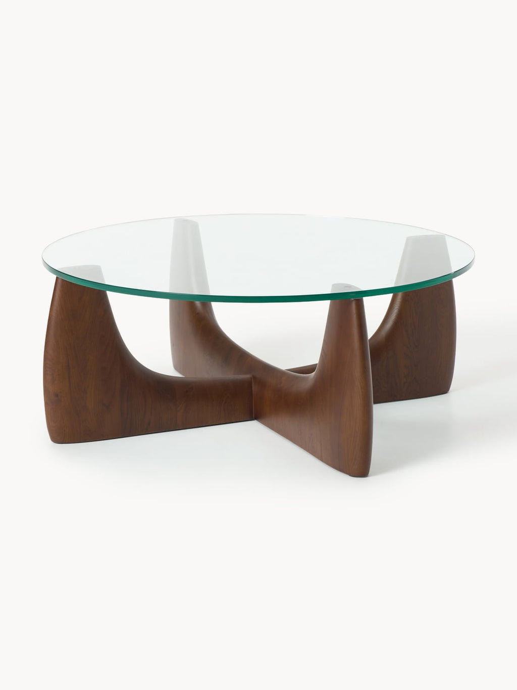 Miya Round Wood-Coffee Table with Glass Top