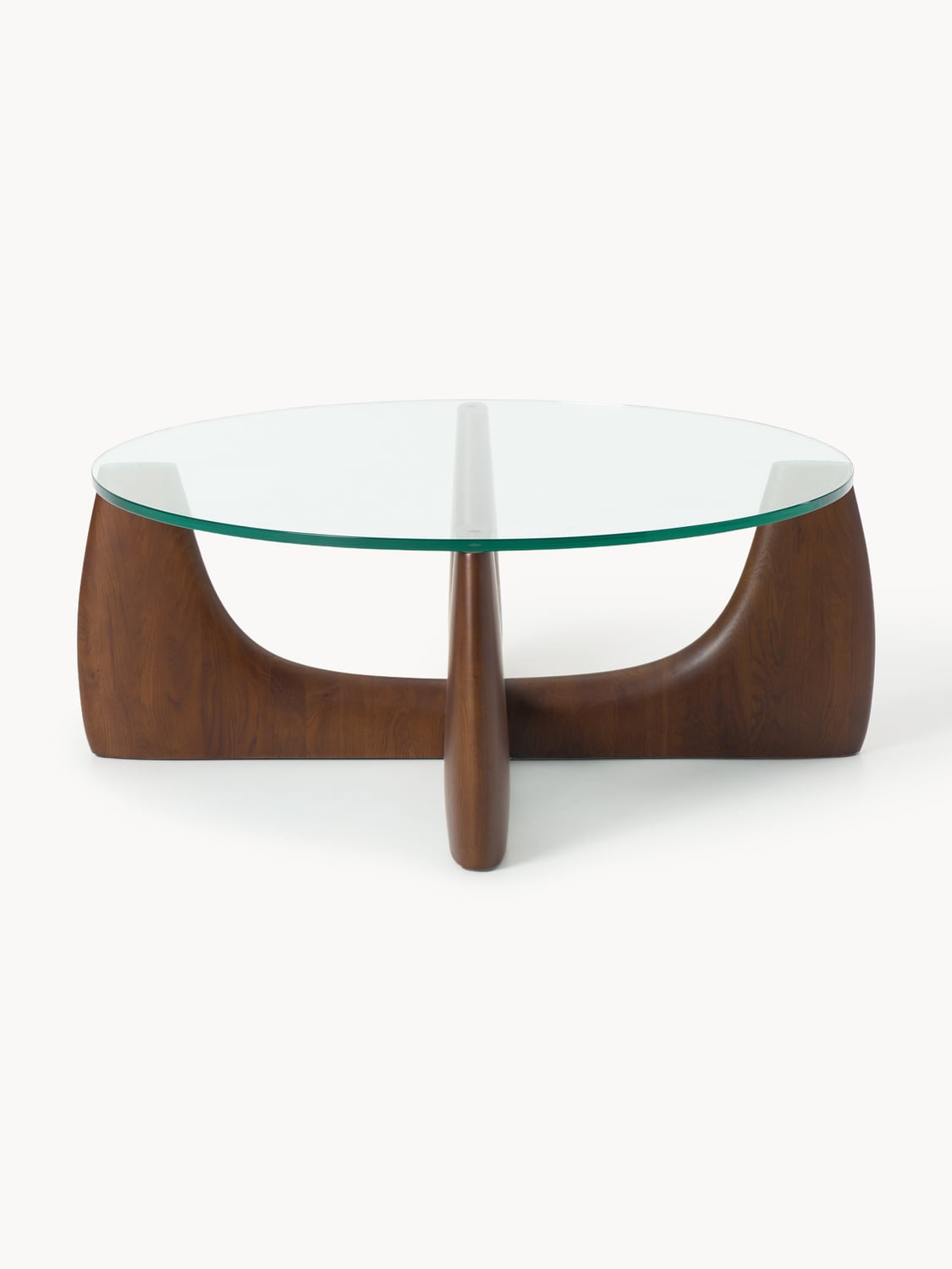 Miya Round Wood-Coffee Table with Glass Top