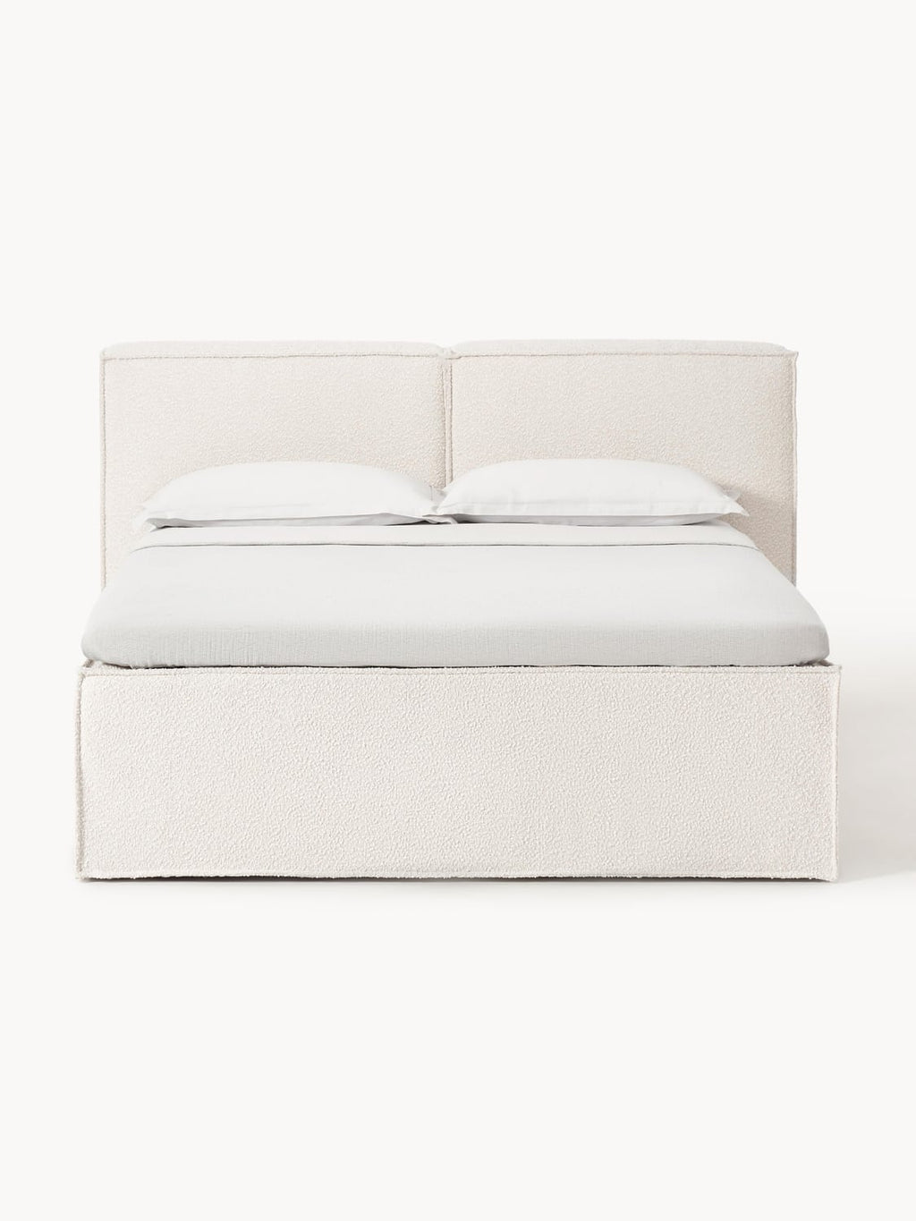 Lennon Bouclé-Box-Spring Bed — Off-White