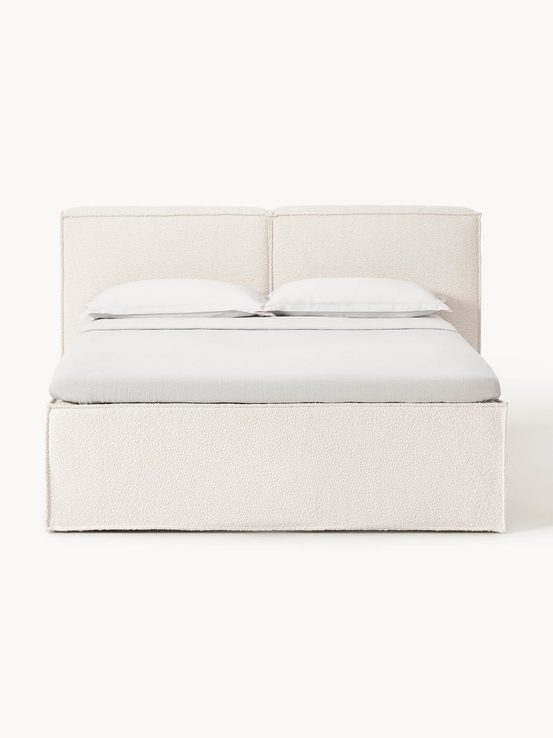 Lennon Bouclé-Box-Spring Bed — Off-White