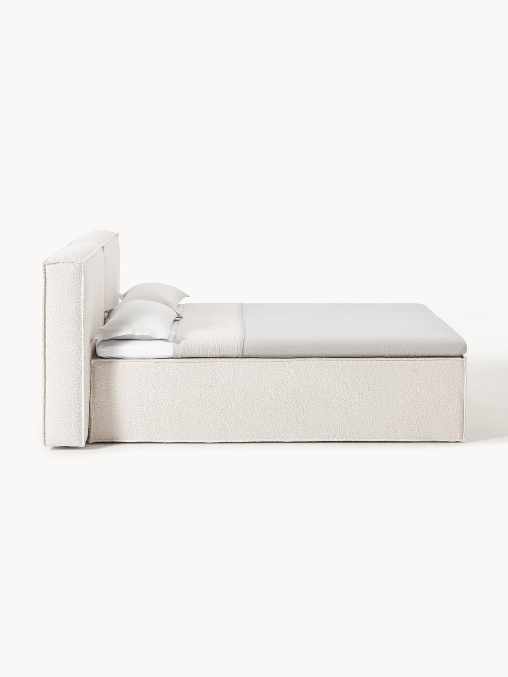 Lennon Bouclé-Box-Spring Bed — Off-White