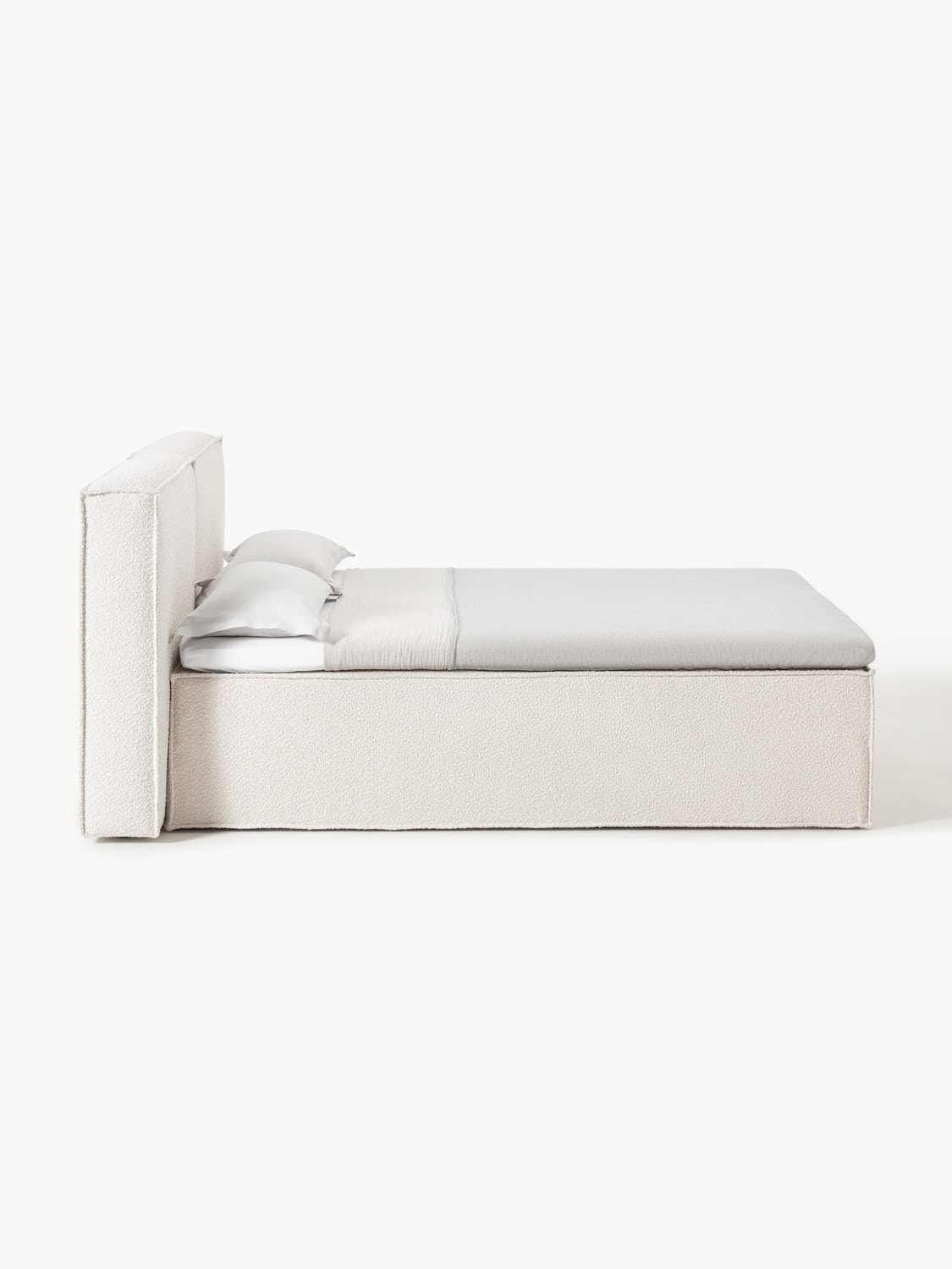 Lennon Bouclé-Box-Spring Bed — Off-White