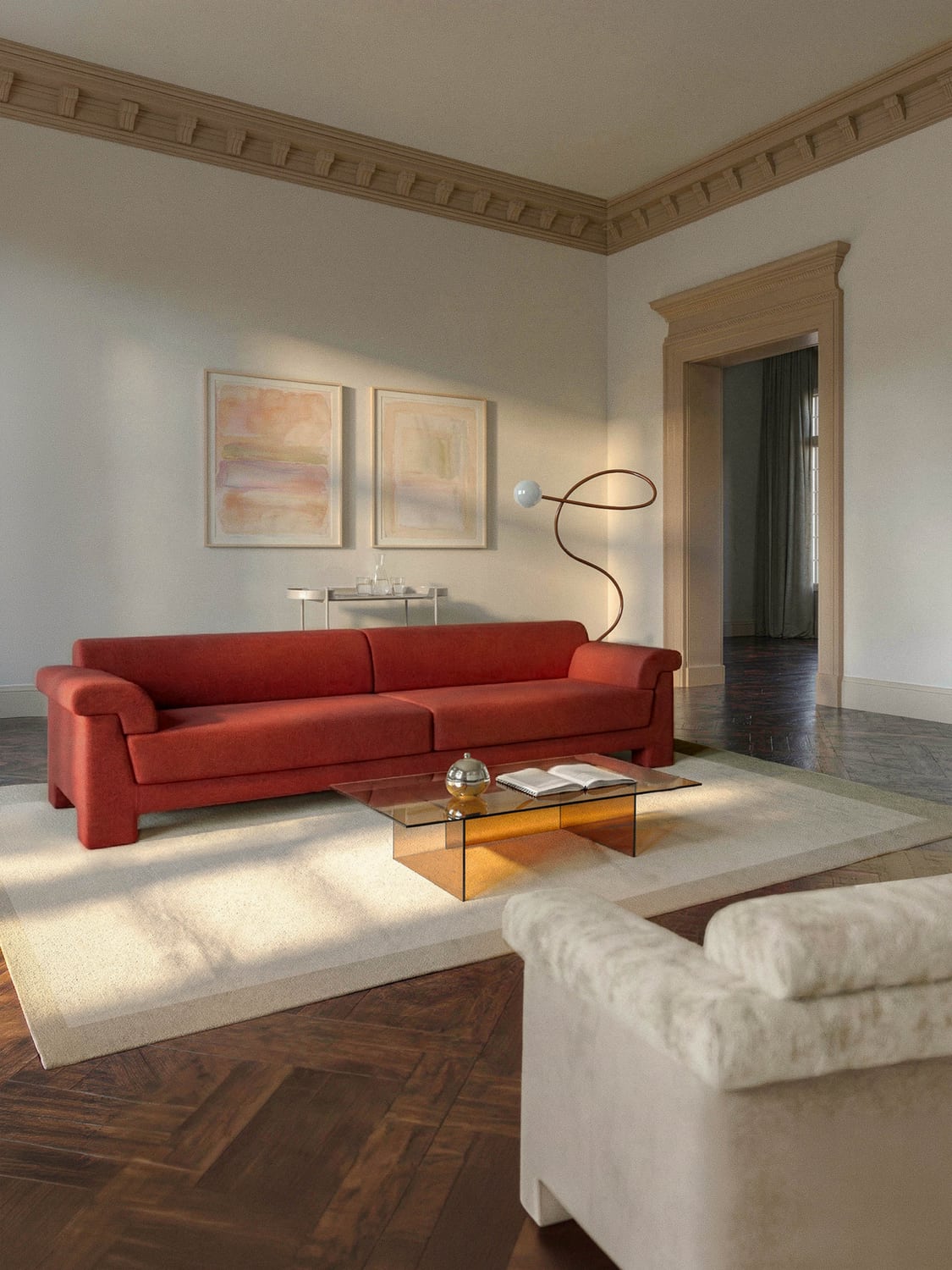 Atlas Bouclé Sofa (4-seater) — Terracotta
