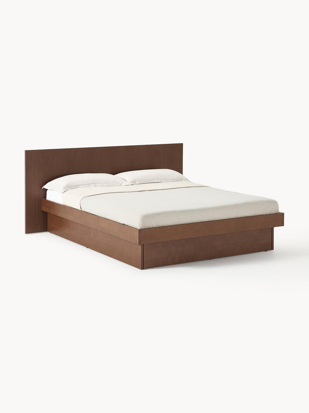 Sato Wooden Bed with Drawers and Headboard — Warm Grey