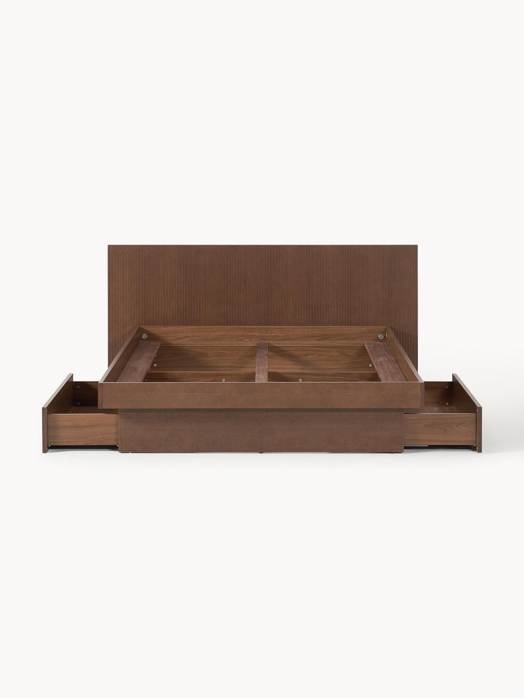 Sato Wooden Bed with Drawers and Headboard — Warm Grey