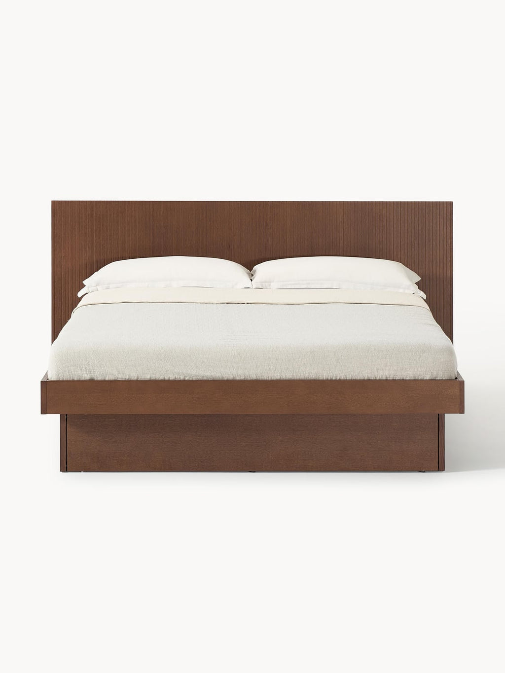 Sato Wooden Bed with Drawers and Headboard — Warm Grey