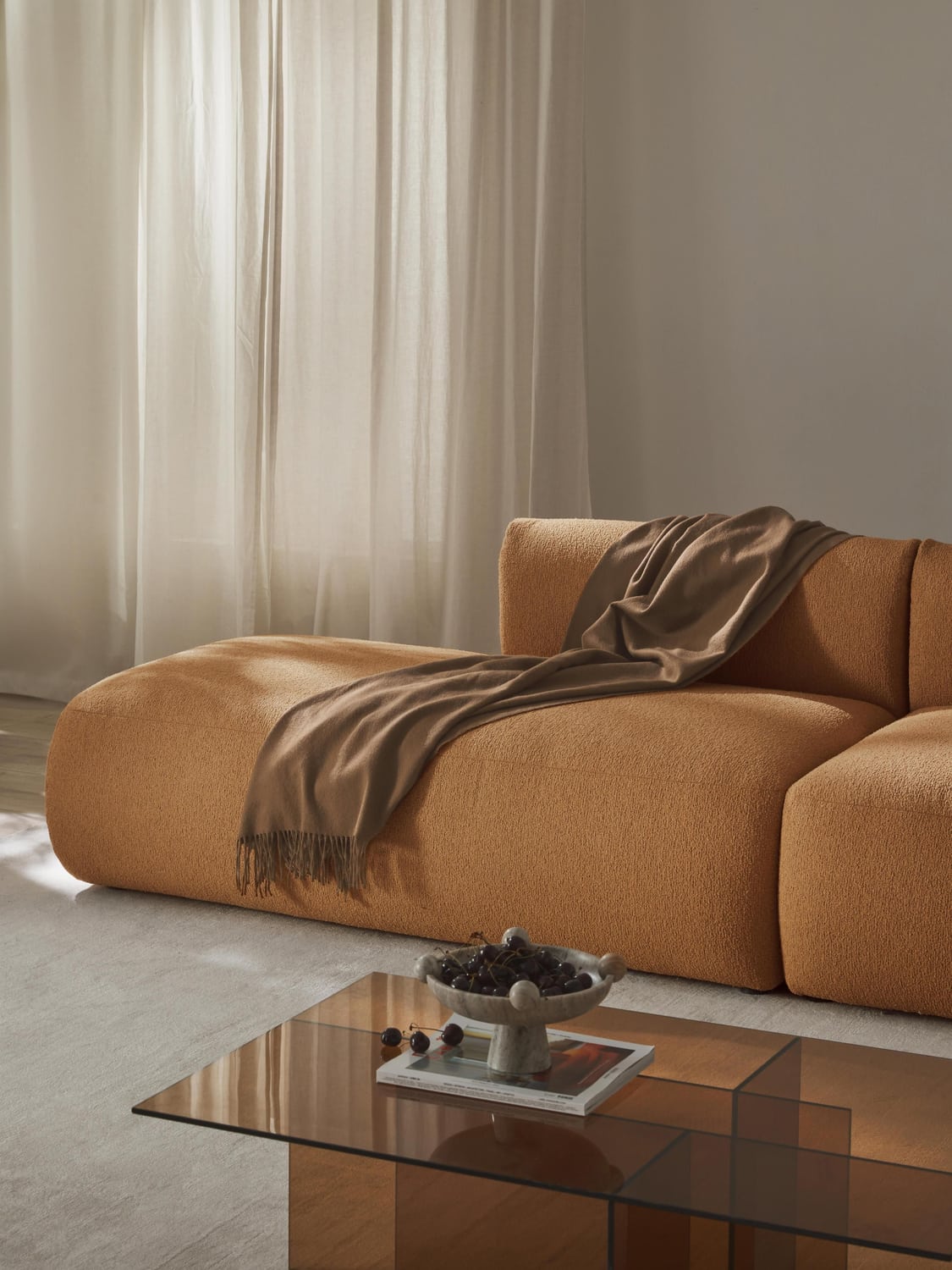 Sofia Bouclé-Chaise-Module — Caramel