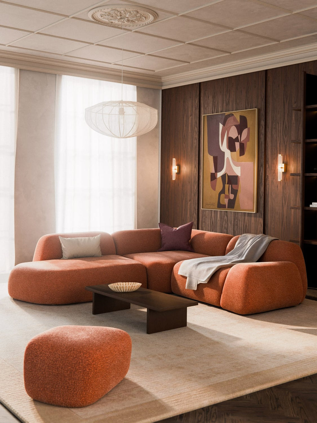Wolke Modular Corner Sofa (4-seater) with Chaise Longue — Camel