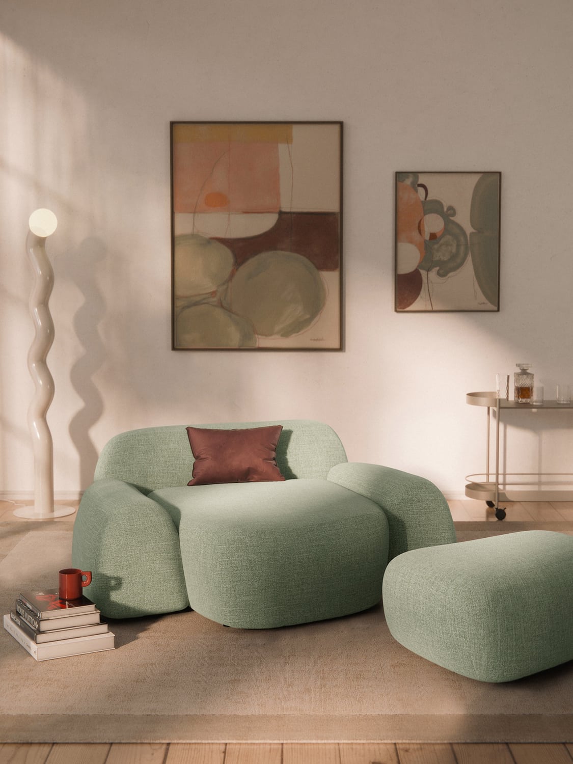 Wolke Bouclé-XL-Lounge Chair — Oatmeal