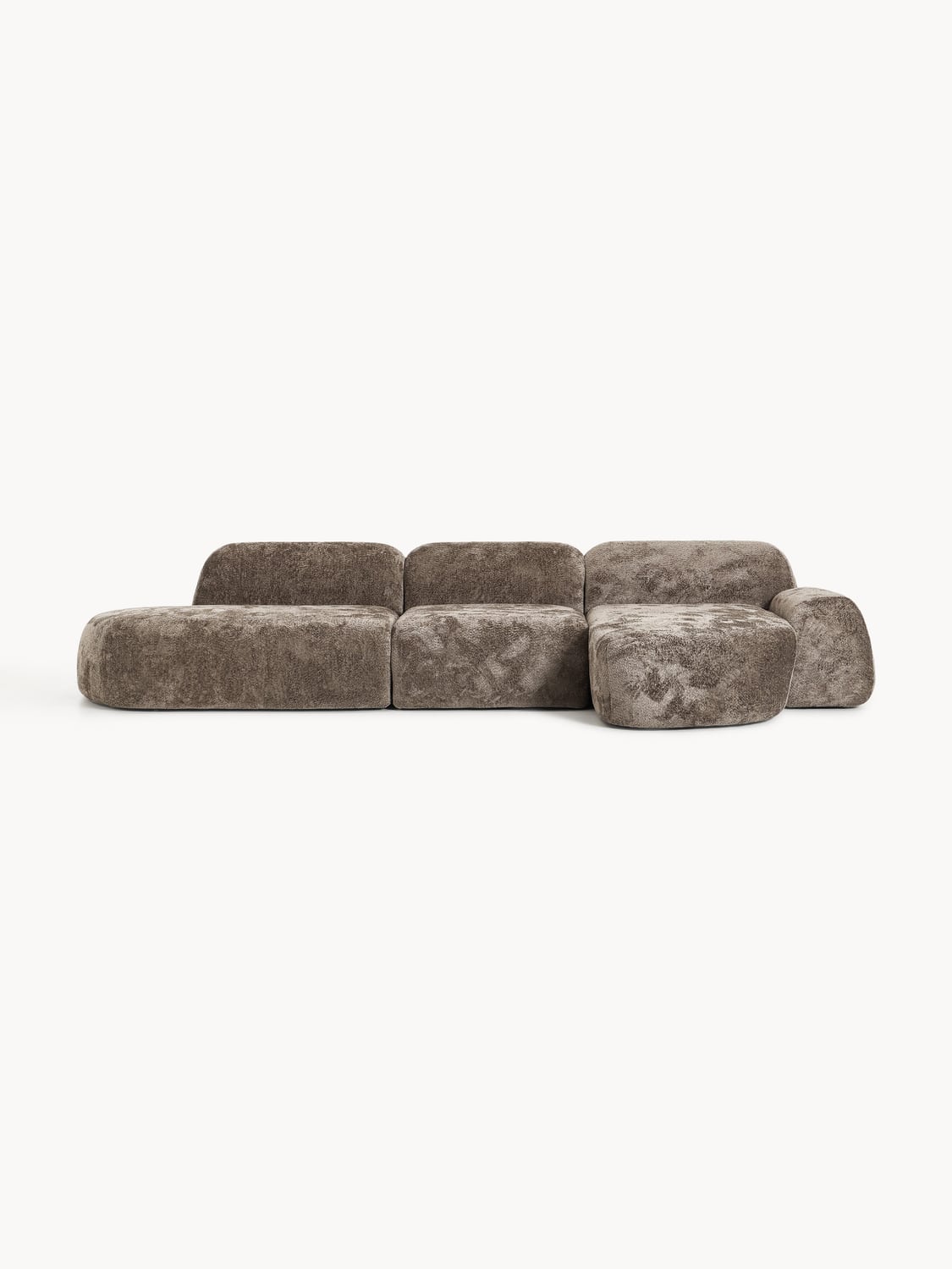 Wolke Modular Teddy Bouclé Corner Sofa (4-seater) with Chaise Longue — Dark Grey