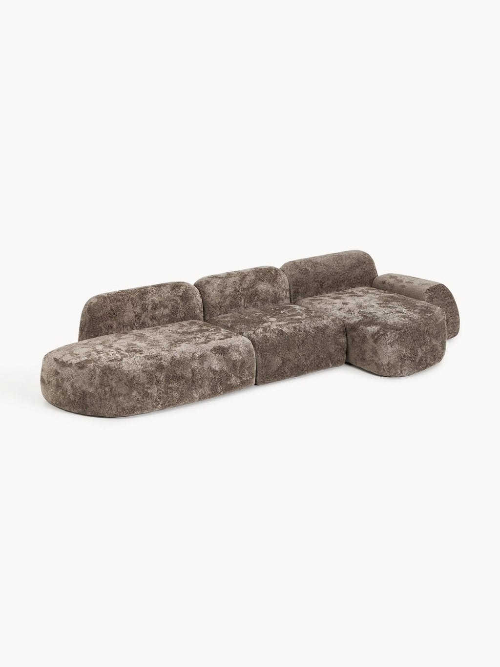 Wolke Modular Teddy Bouclé Corner Sofa (4-seater) with Chaise Longue — Dark Grey
