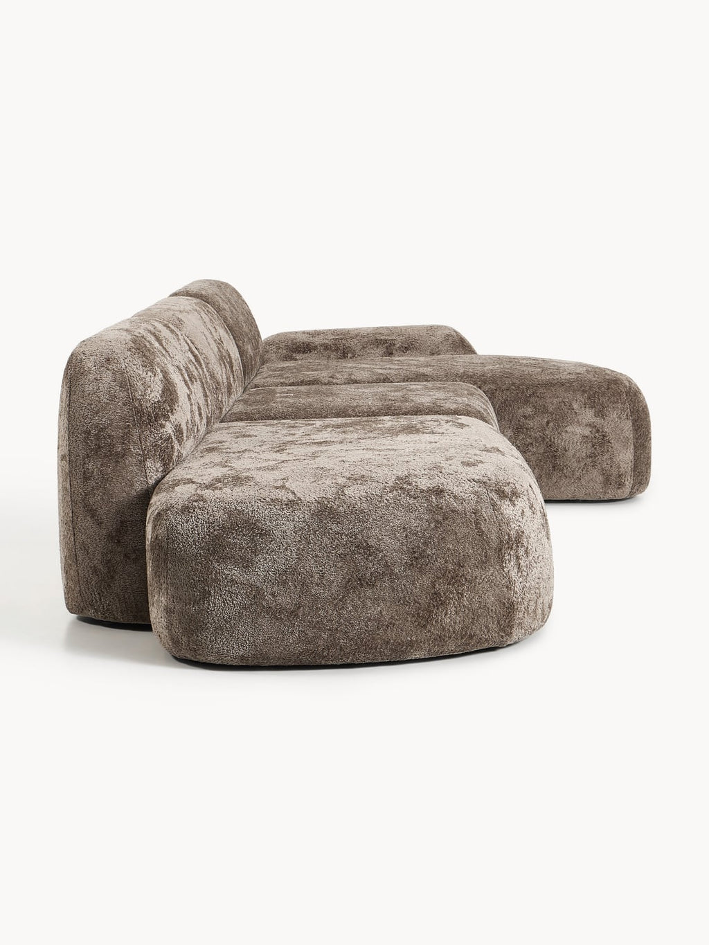Wolke Modular Teddy Bouclé Corner Sofa (4-seater) with Chaise Longue — Dark Grey