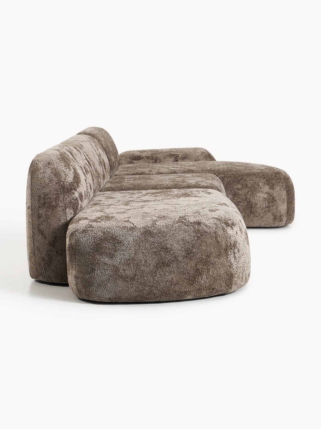 Wolke Modular Teddy Bouclé Corner Sofa (4-seater) with Chaise Longue — Dark Grey
