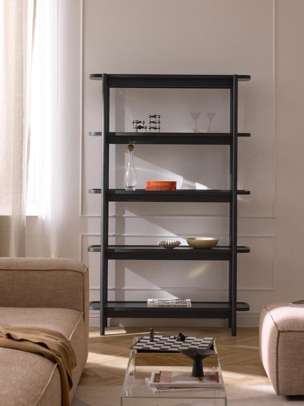 Libby Tall Wooden Shelving Unit — Taupe