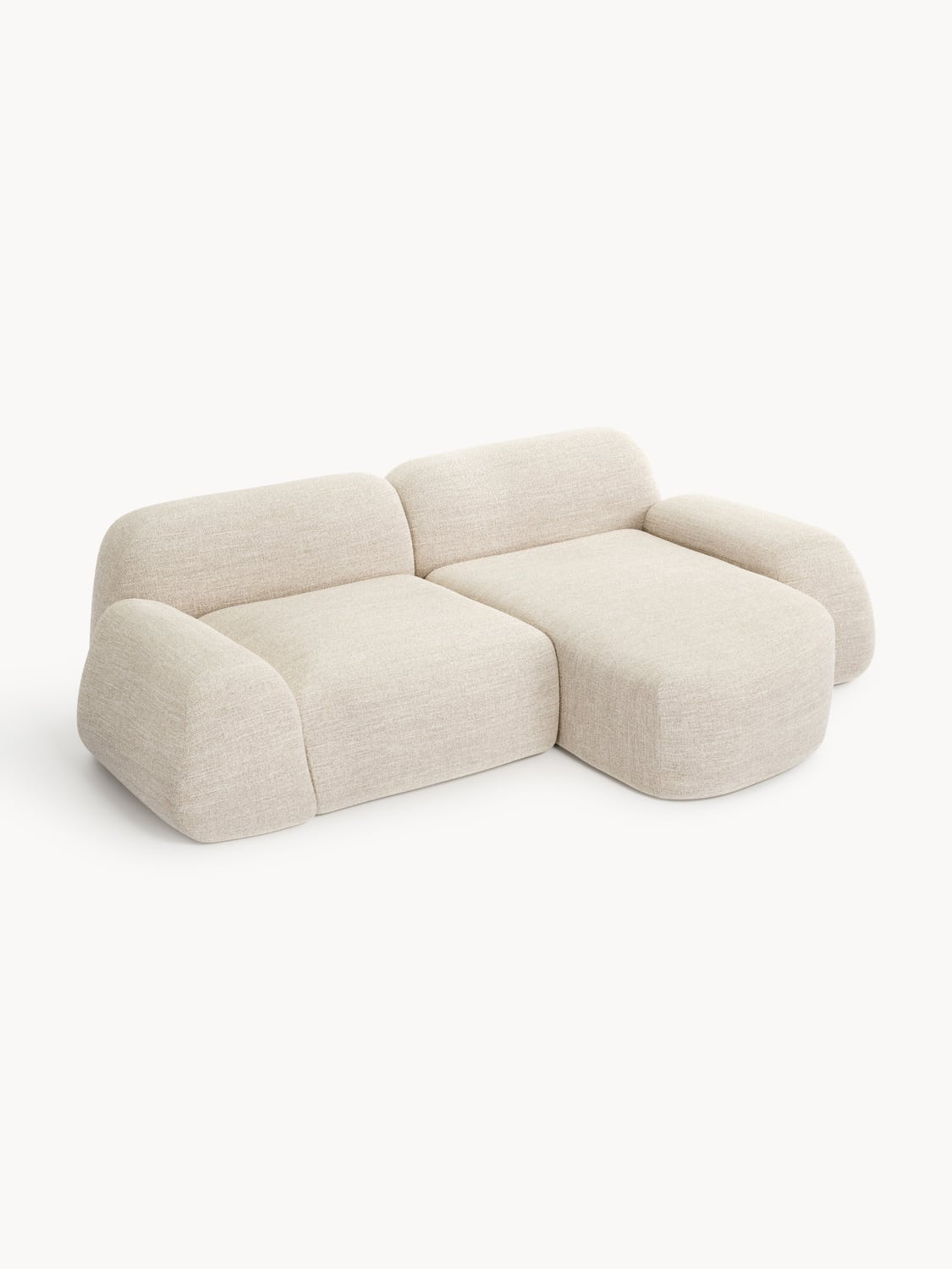 Wolke Modular Bouclé Corner Sofa (3-seater) — Light Grey