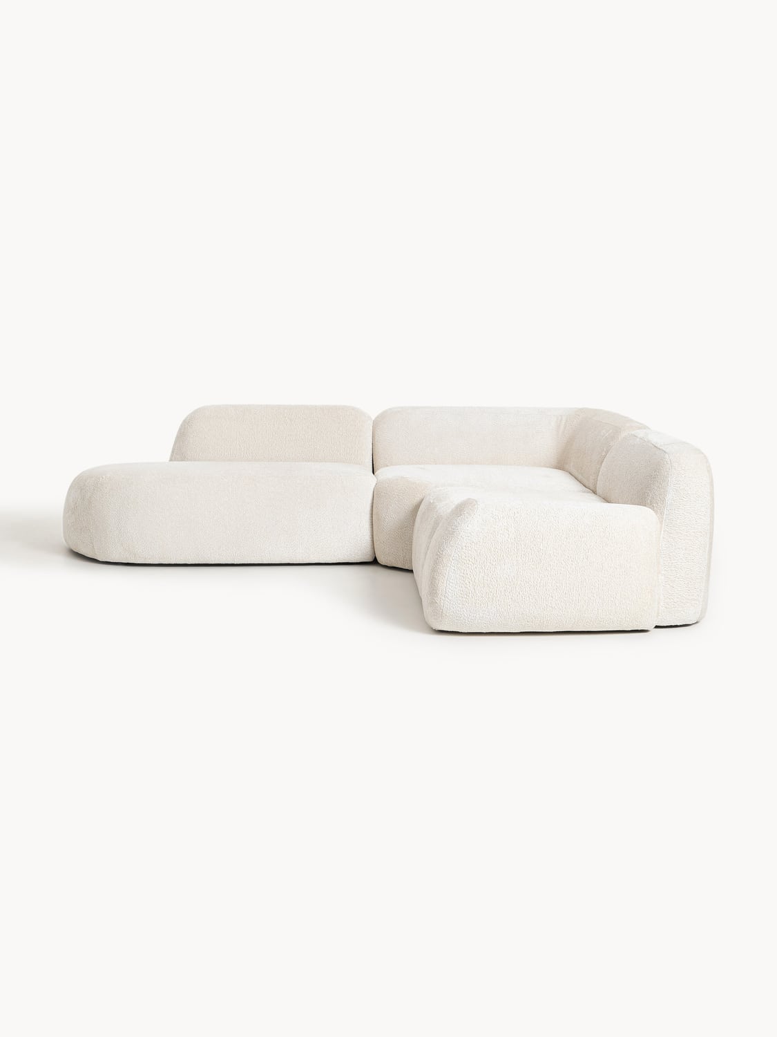 Wolke Modular Teddy Bouclé Corner Sofa (4-seater) with Chaise Longue — Off-White
