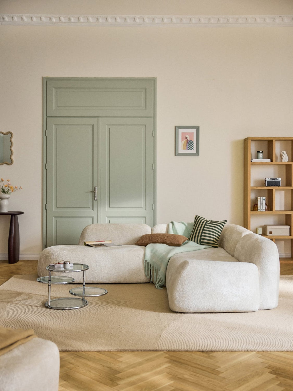 Wolke Modular Teddy Bouclé Corner Sofa (4-seater) with Chaise Longue — Off-White