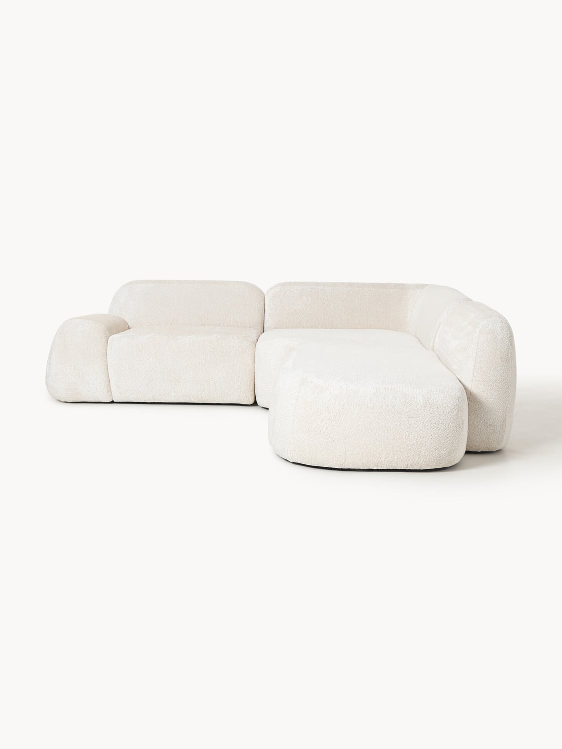 Wolke Modular Teddy Bouclé Corner Sofa (4-seater) with Chaise Longue — Off-White