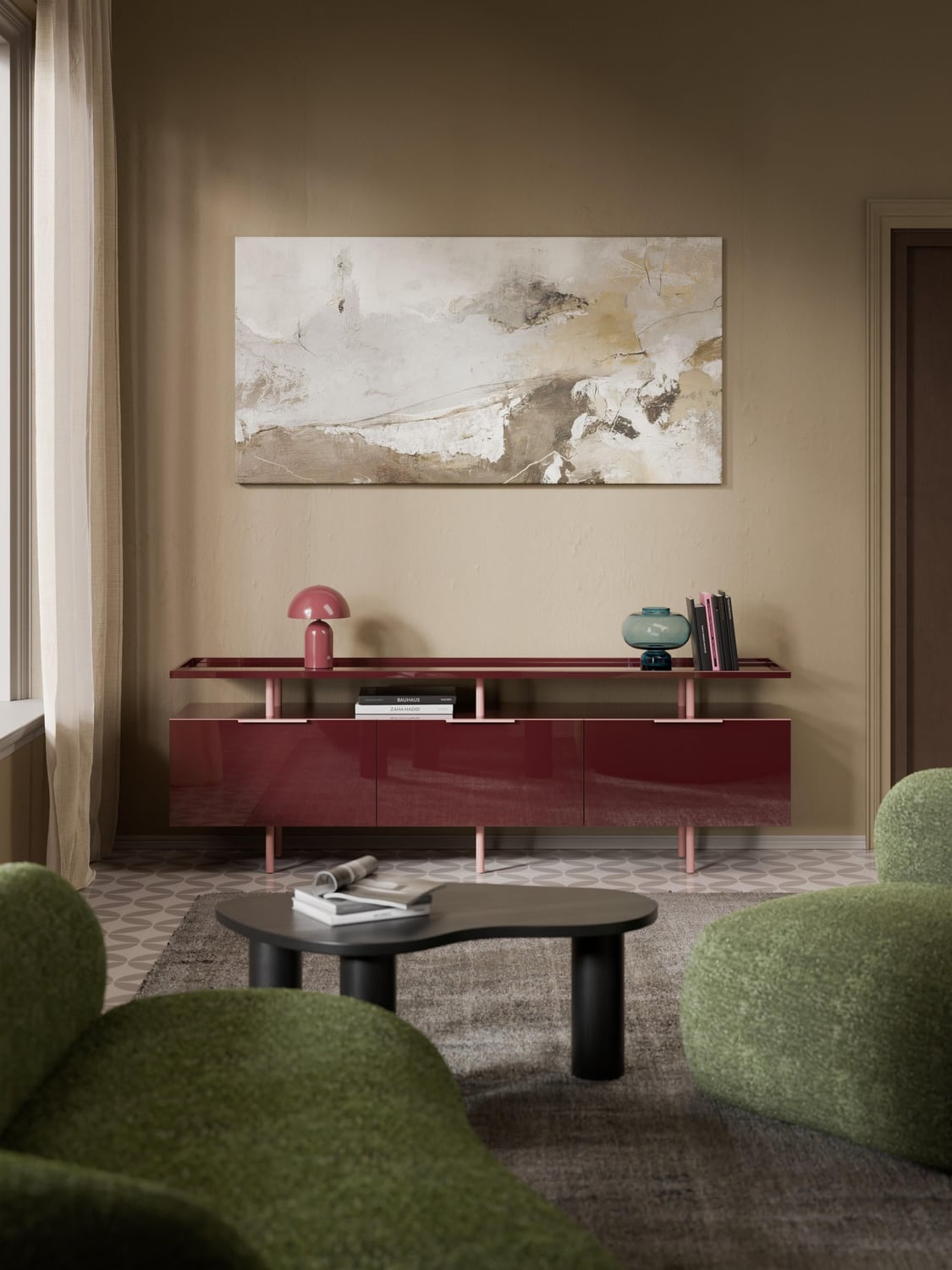 Lennie High-Gloss Sideboard — Dark Grey