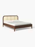 Jones Wooden Bed with Headboard in Viennese Cane — Sage