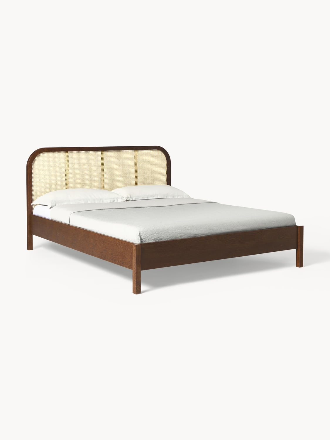 Jones Wooden Bed with Headboard in Viennese Cane — Sage