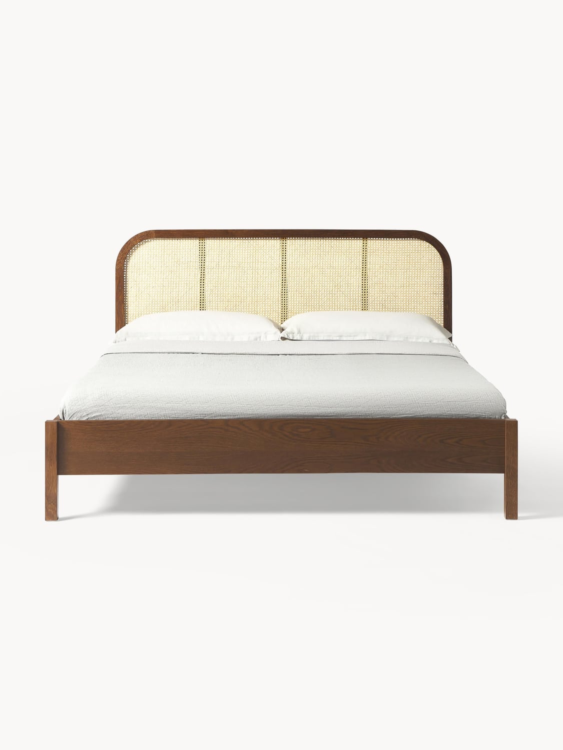 Jones Wooden Bed with Headboard in Viennese Cane — Sage