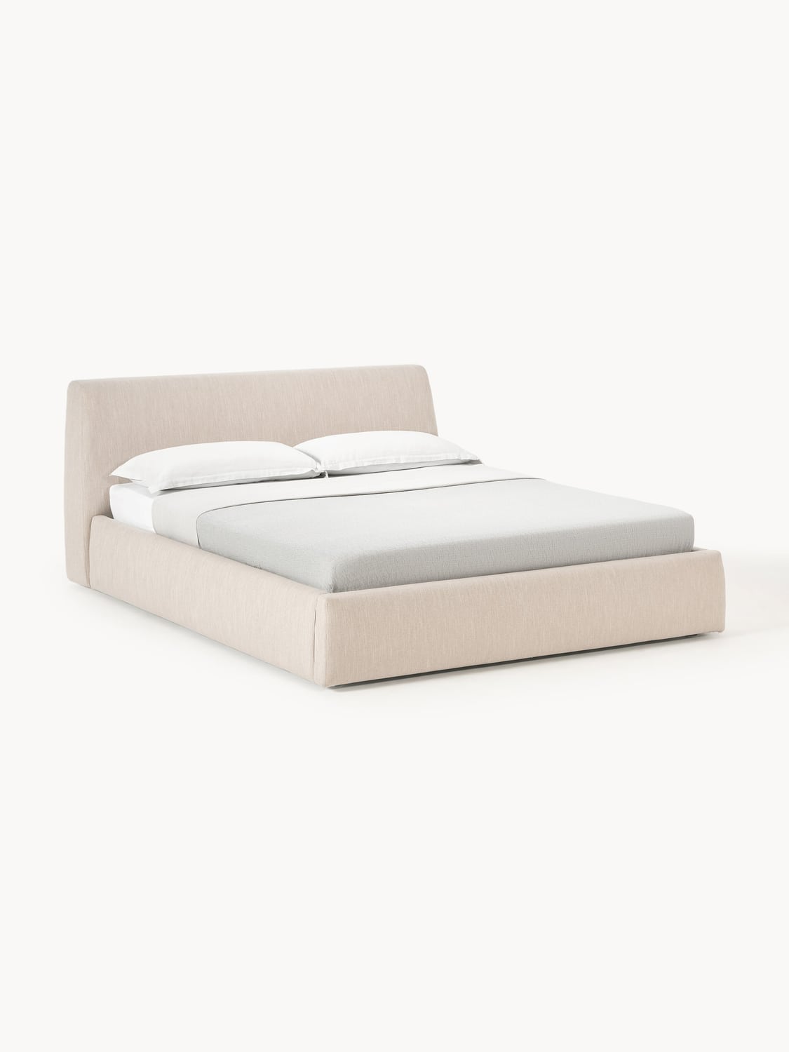 Cloud Upholstered Bed with Storage — Light Grey