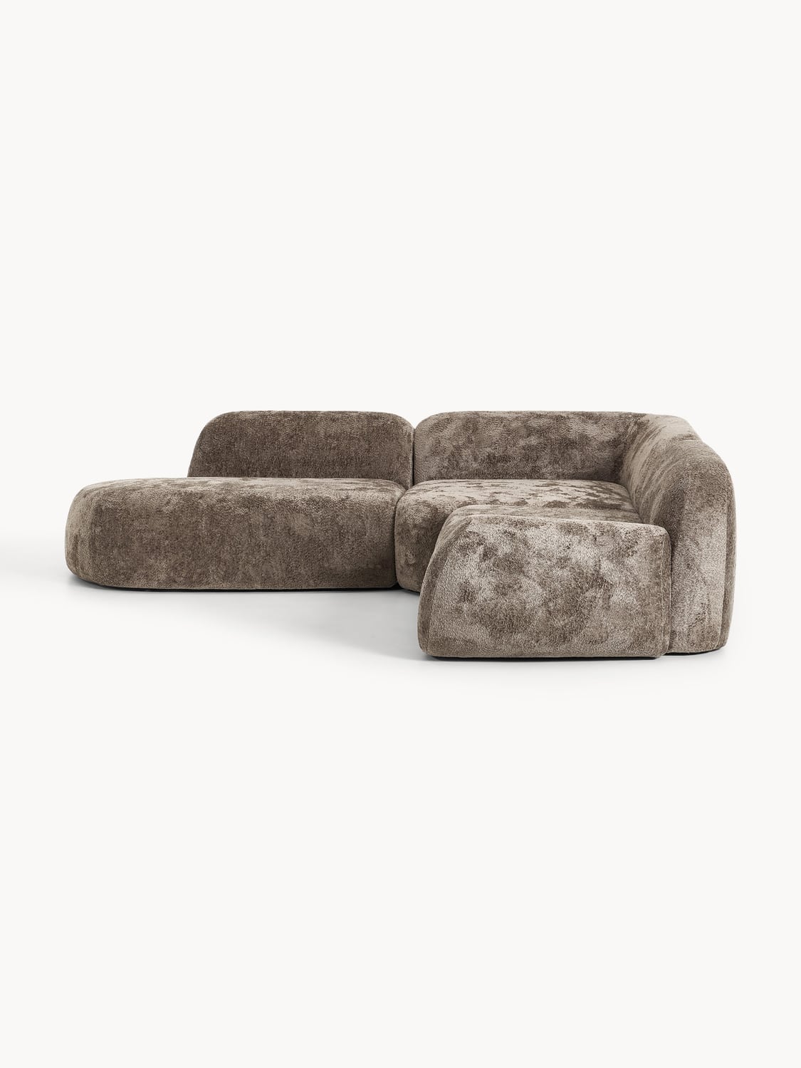 Wolke Modular Teddy Bouclé Corner Sofa (4-seater) with Chaise Longue — Taupe