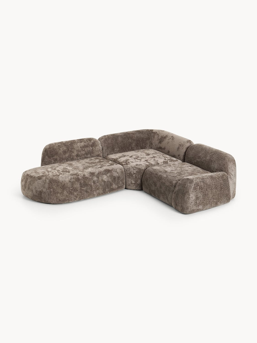 Wolke Modular Teddy Bouclé Corner Sofa (4-seater) with Chaise Longue — Taupe