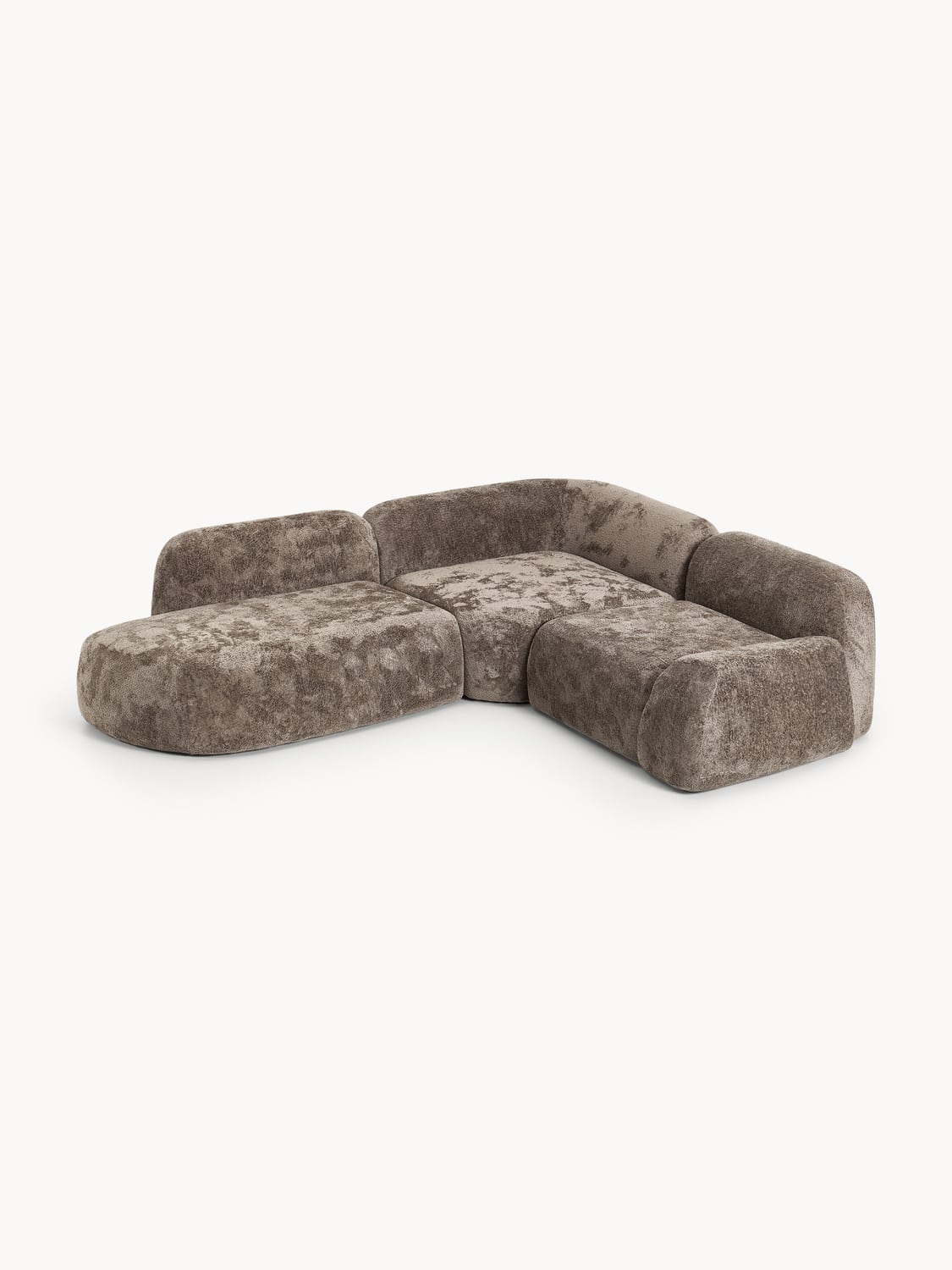 Wolke Modular Teddy Bouclé Corner Sofa (4-seater) with Chaise Longue — Taupe